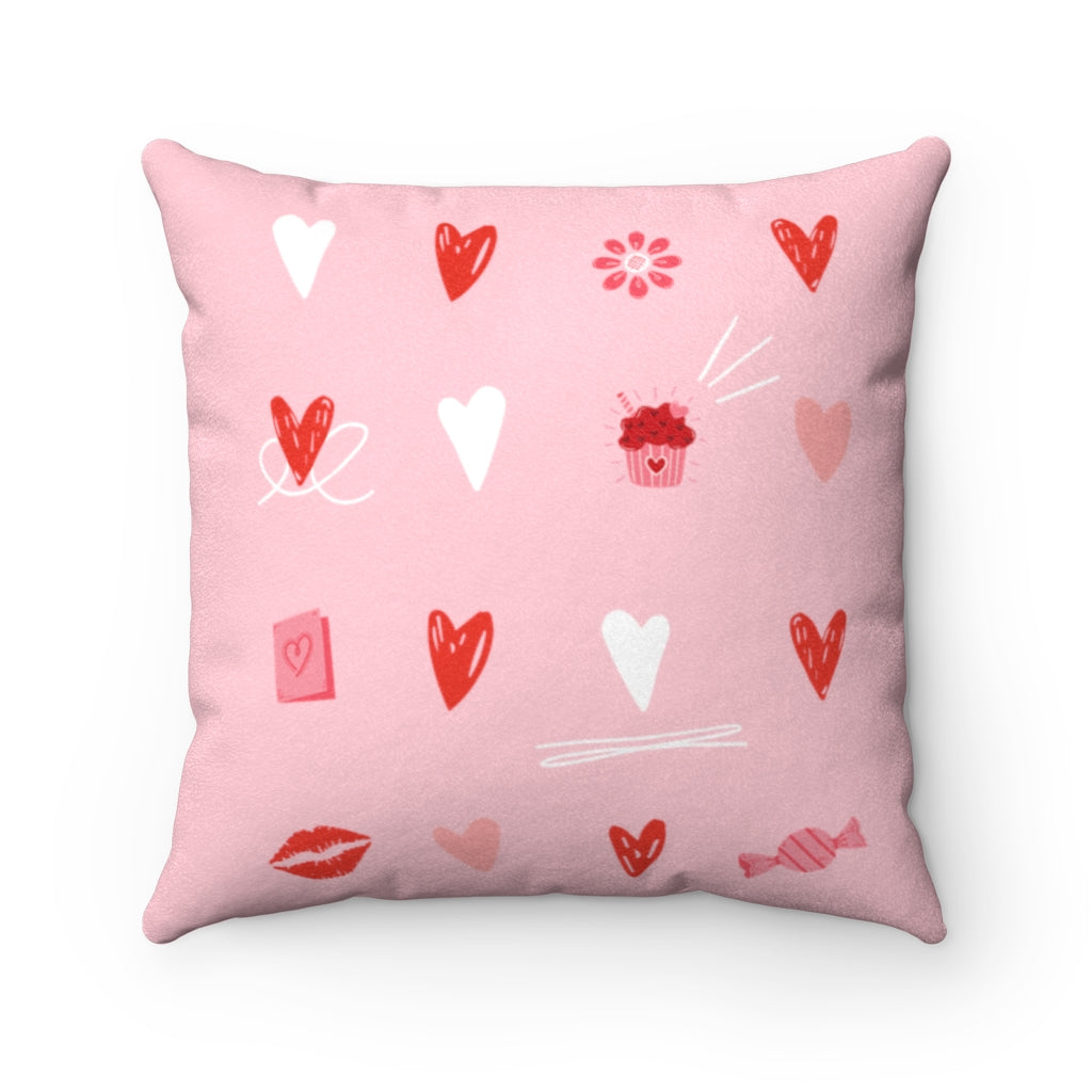 Valentines Day Faux Suede Square Pillow
